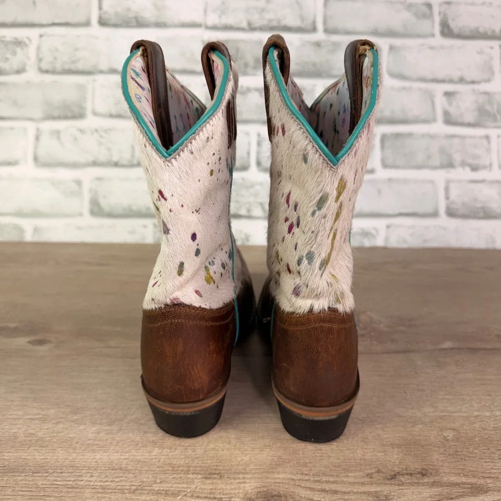 Dan Post Paint Splatter Cowgirl Boots Brown Multi Kids 3D DPC2908